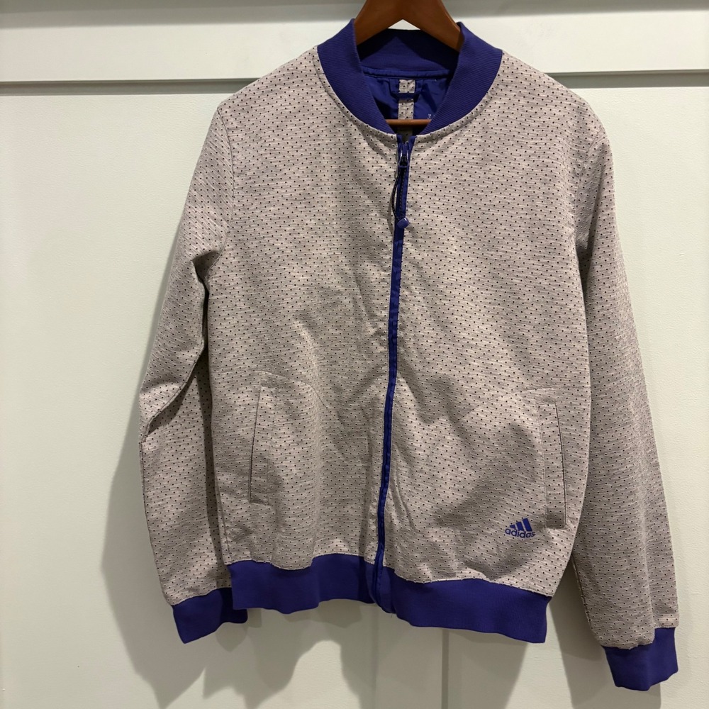 Adidas Jacket Womens Medium Gray Climalite Perforated Full Zip Track‎ Bomber